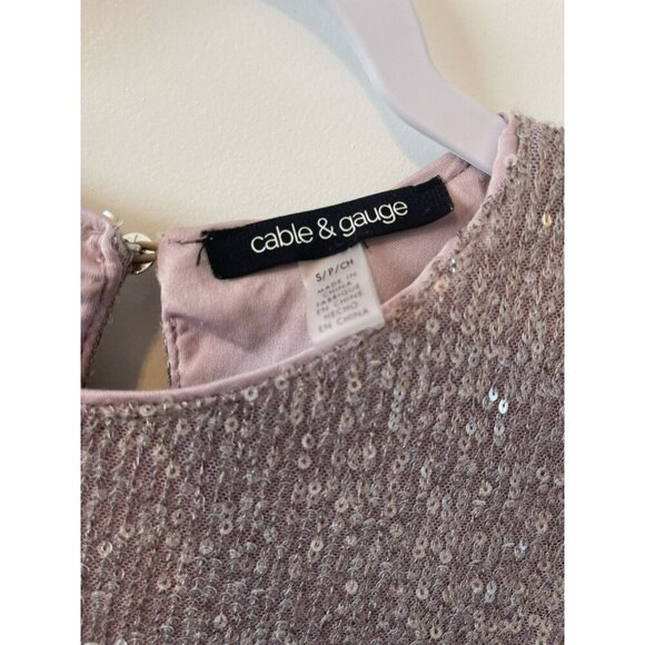 Cable & Gauge lavender with Champagne Sequin Short Bell Sleeve Top S Lined NWOT - Picture 3 of 6